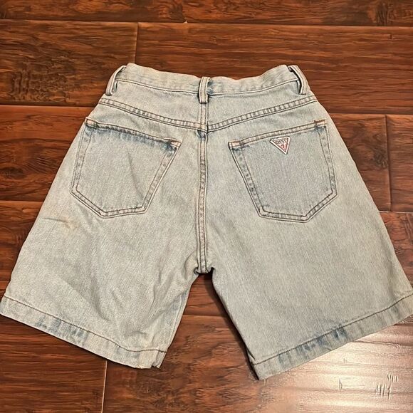 Vintage Guess Blue Distressed Denim Shorts Retro Casual Triangle Guess Pocket - Picture 2 of 13